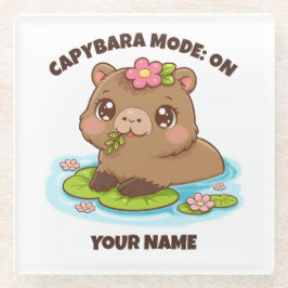 Custom Cute Kawaii Capybara Mode Glass Coaster Glasuntersetzer