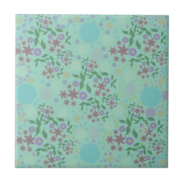 Custom Cute Kidcore Confetti Floral & Vine Pattern Fliese (Vorderseite)