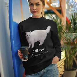 Custom Cute Pet Memorial Photo Name Cat Mom Black Sweatshirt