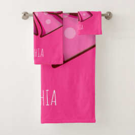 Custom Cute Pink Bow Coquette Girls  Badhandtuch Set