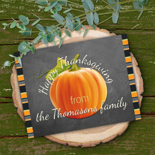 Custom Cute Pumpkin Orange Green Stripes Pattern Karte