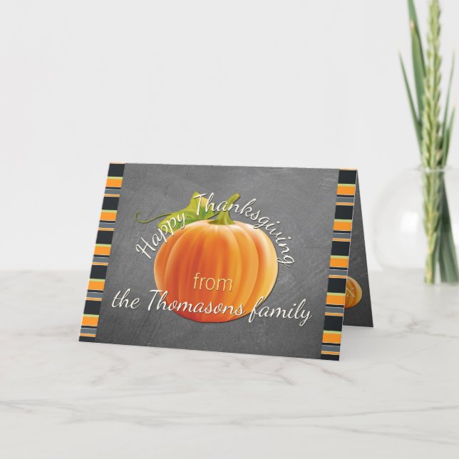 Custom Cute Pumpkin Orange Green Stripes Pattern Karte (Vorderseite)