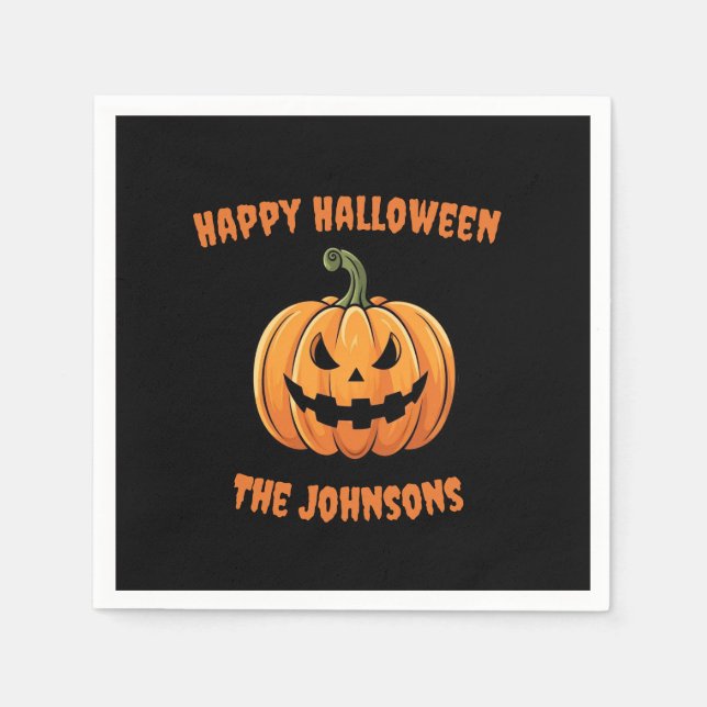 Custom Cute Spooky Pumpkin Happy Halloween  Serviette (Vorderseite)