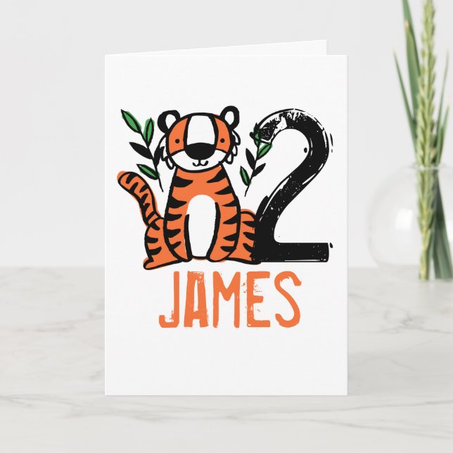 Custom Cute Tiger Birthday Karte (Vorderseite)