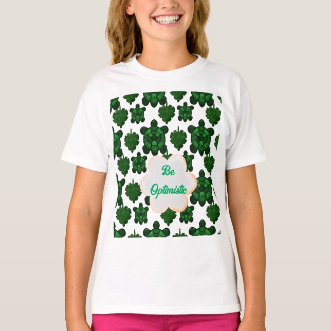 Custom Cute Turtle Leaves Seamless Pattern,  T-Shirt (Vorderseite)