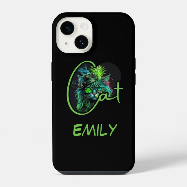 CUSTOM Cyber Steampunk Cat - Cat Lover iPhone Hülle (Rückseite)