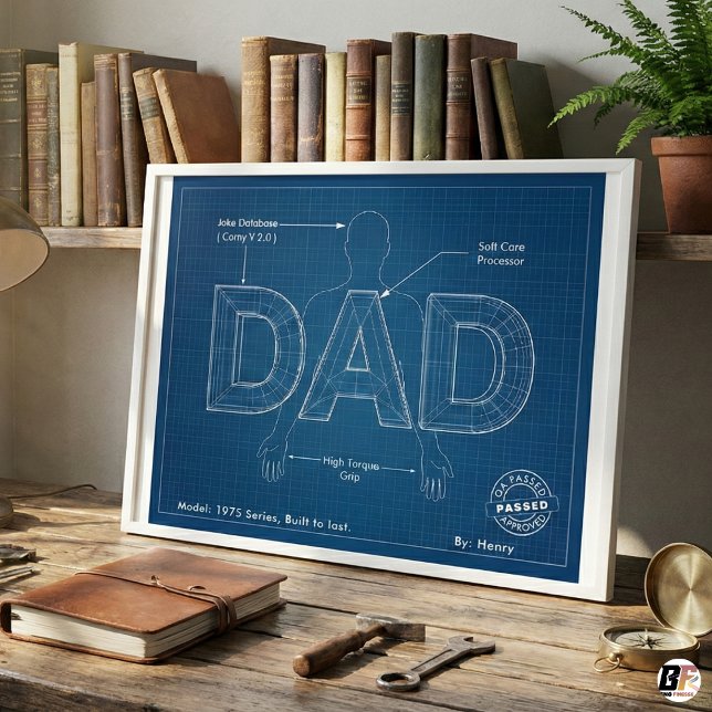 Custom Dad Blueprint Poster - Funny "Built to Last (Von Creator hochgeladen)