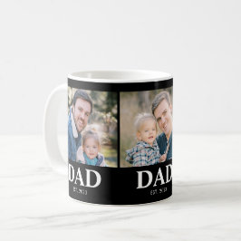 Custom Dad Established 3 Photo Fathers Day Kaffeetasse