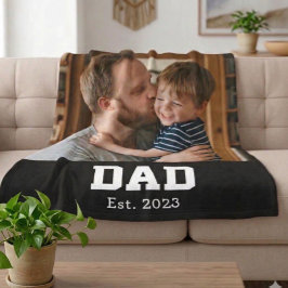 Custom Dad Established Black Modern Bold Text Fleecedecke