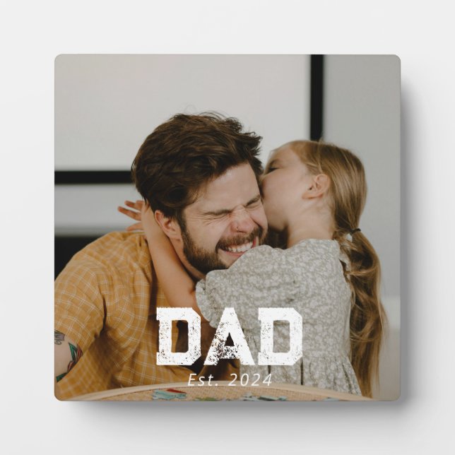 Custom Dad Established Modern Bold Photo Fotoplatte (Vorderseite)
