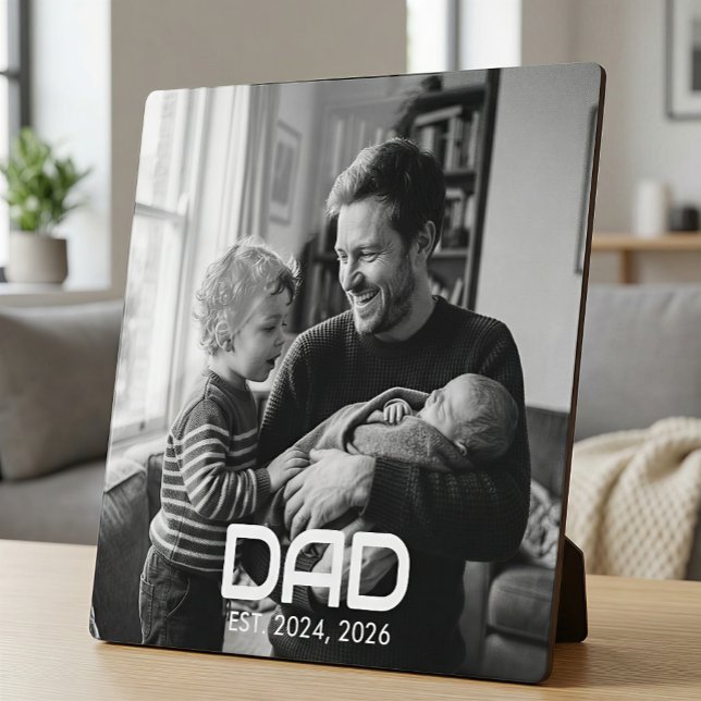Custom Dad Established Modern Bold Photo Fotoplatte (Von Creator hochgeladen)