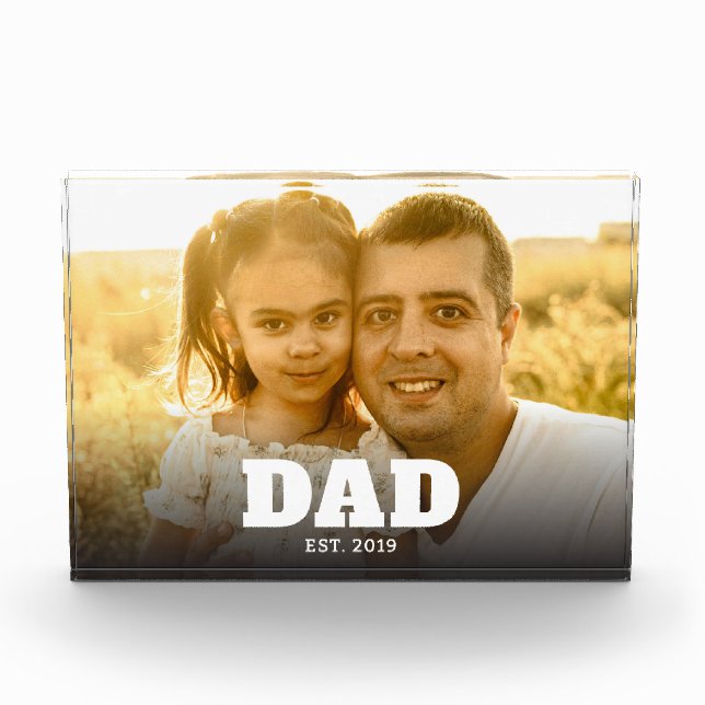Custom Dad Established Modern Bold Text Photo Fotoblock (Vorderseite)