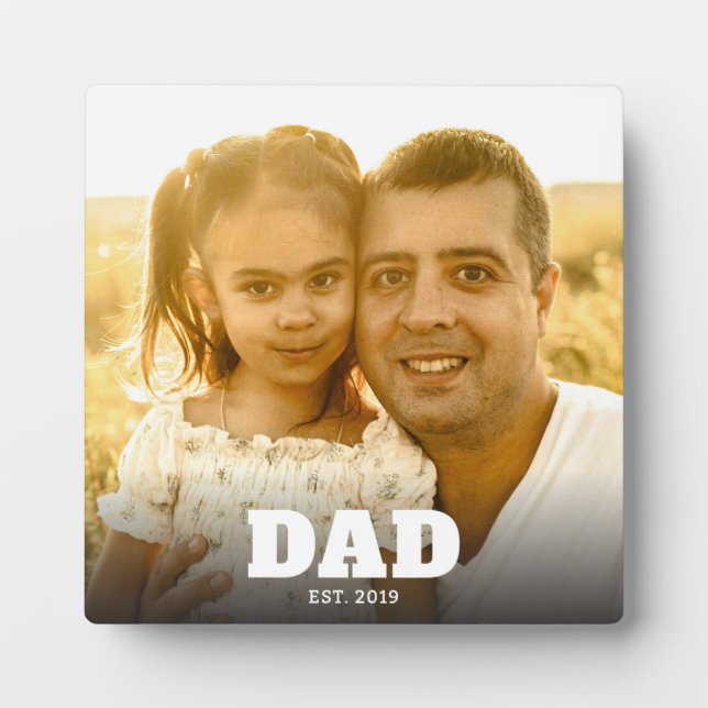Custom Dad Established Modern Bold Text Photo Fotoplatte (Vorderseite)