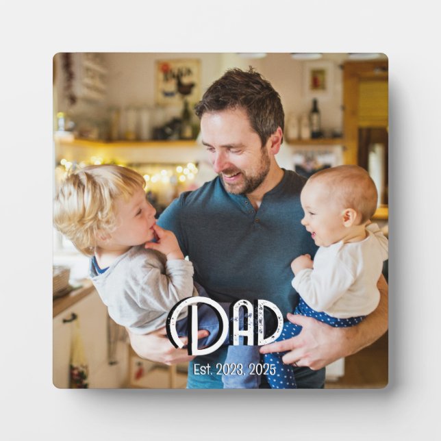 Custom Dad Established Photo Grunge Text Fotoplatte (Vorderseite)