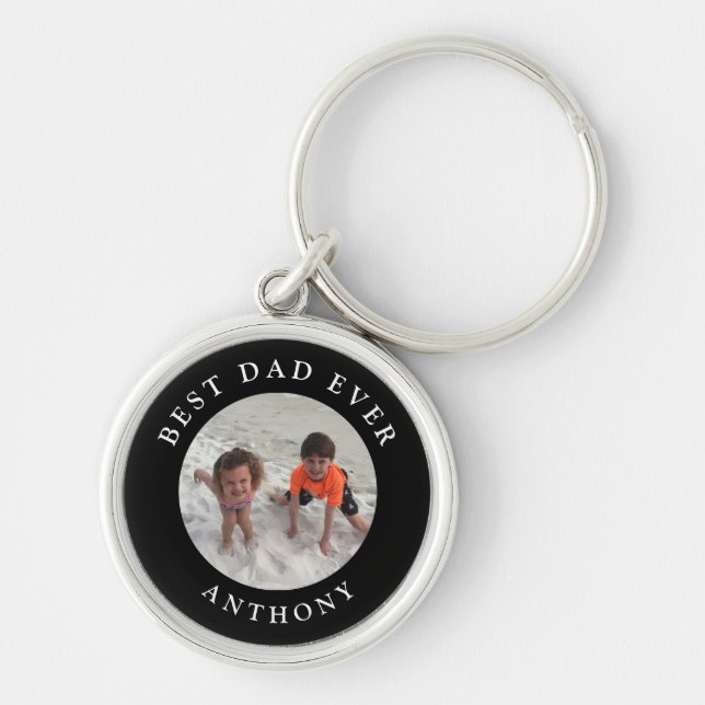 Custom Dad Kids Family Foto Monogram Personalized Schlüsselanhänger (Vorne)