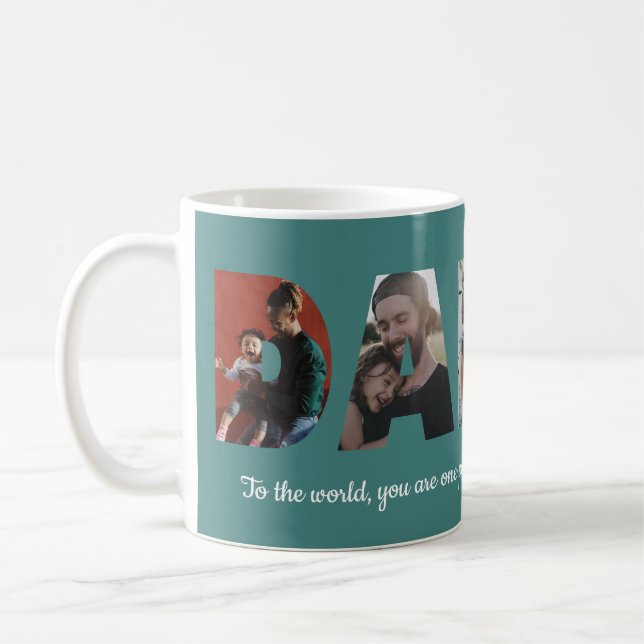 Custom Daddy 5 Foto Collage Green Vatertag Kaffeetasse (Links)