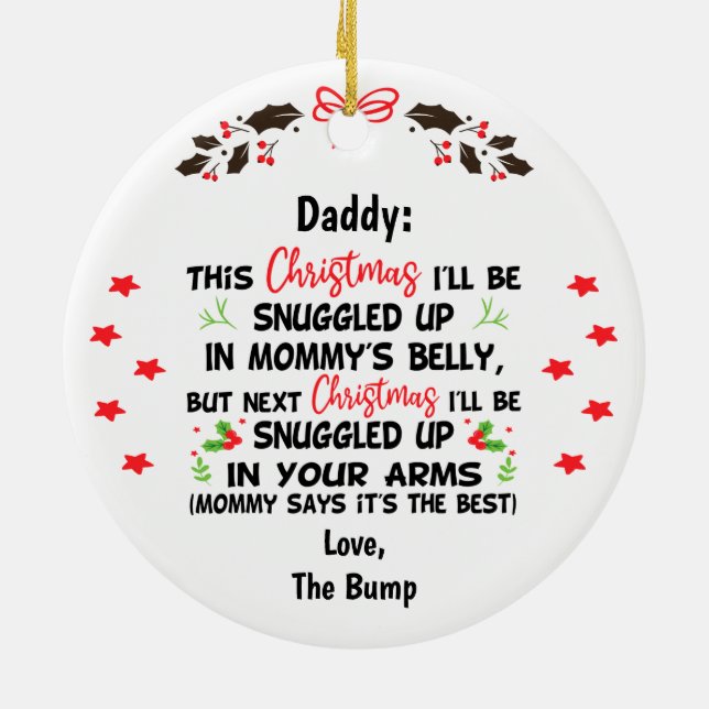 Custom Daddy An Weihnachten werde ich geknickt Keramik Ornament (Hinten)