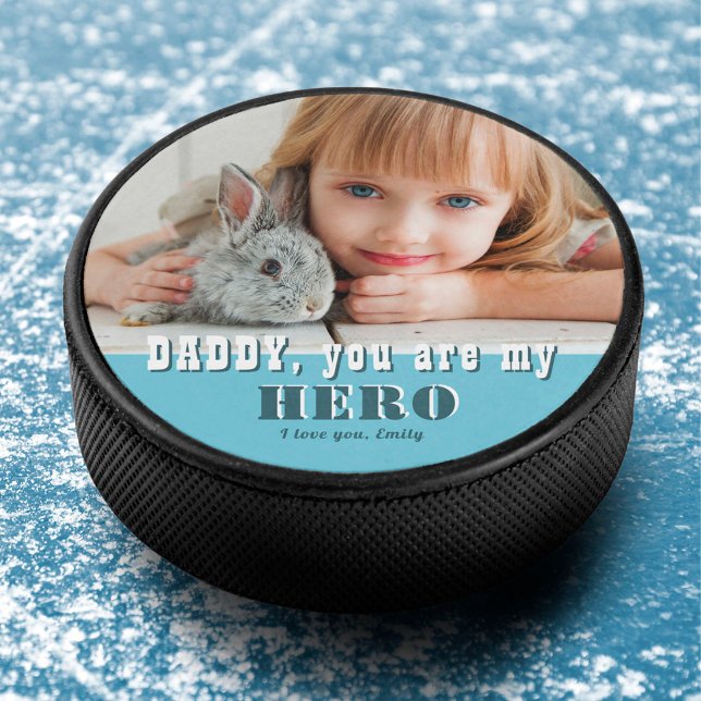 Custom Daddy, du bist mein Helden-Foto Eishockey Puck (Von Creator hochgeladen)