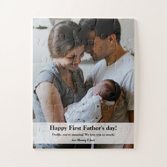 Custom Daddy Family Foto Erster Vater Tag Puzzle (Vertikal)