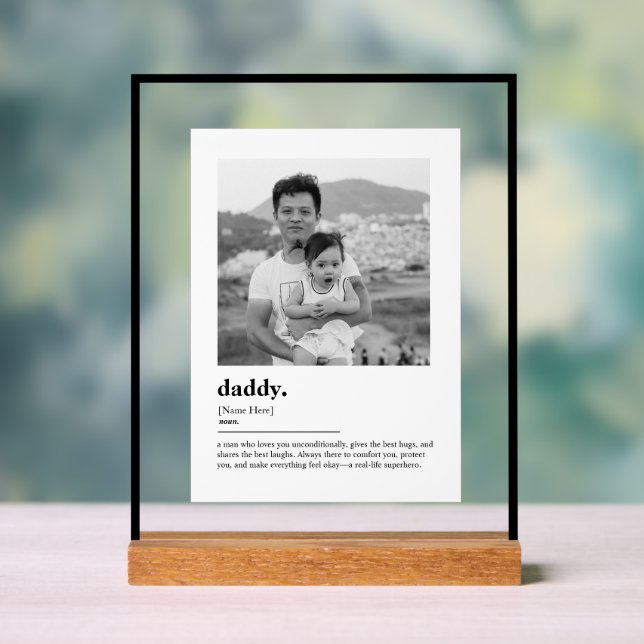 Custom Daddy Gift Dictionary Definition Photo Acrylschild (Neutral)