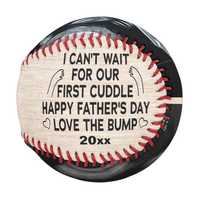 Custom Daddy I Can't Wait for our first cuddle Baseball (Rückseite Links)