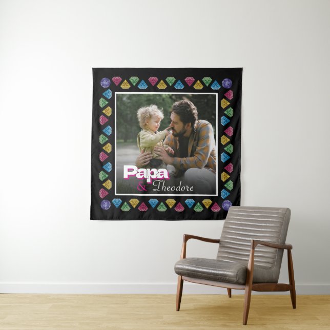 Custom Daddy & Kid Foto Keepake - Personalisiert Wandteppich (Beispiel)