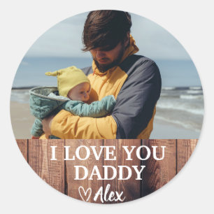 Custom Daddy Sticker, ich Liebe Sie Daddy Foto Runder Aufkleber