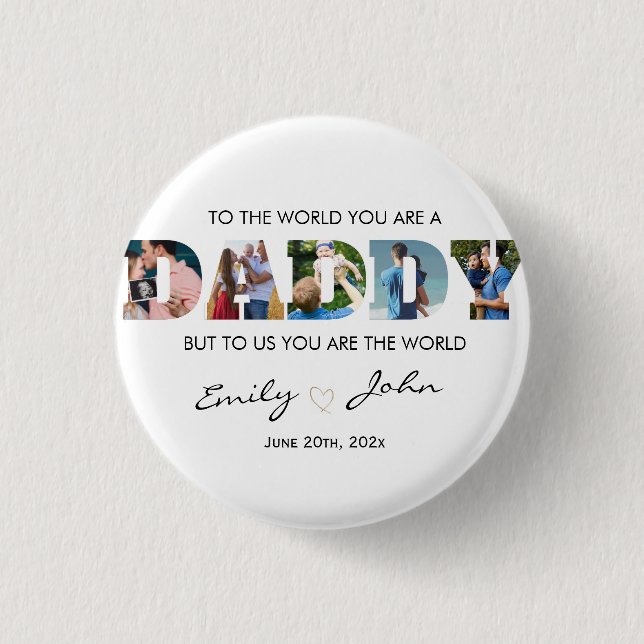 Custom Daddy Vatertag Foto Collage Button (Vorderseite)