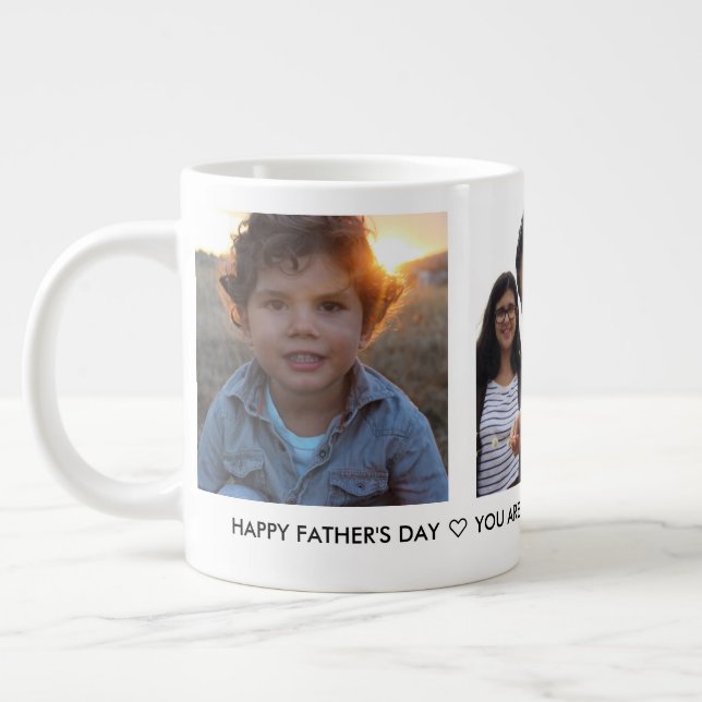 Custom Daddy's Day Foto Collage Jumbo-Tasse (Links)