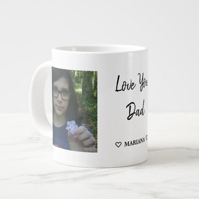 Custom Daddy's Day Foto Collage Jumbo-Tasse (Vorderseite Links)