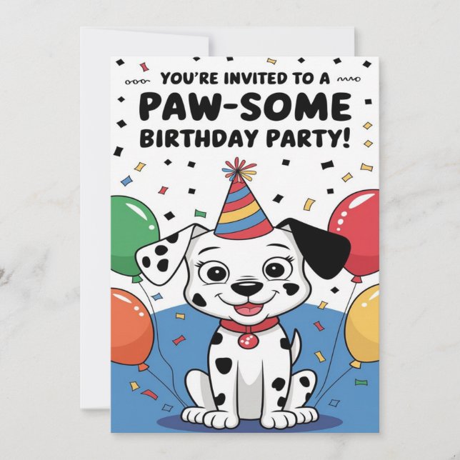 Custom Dalmatian birthday Invitation card Einladung (Vorderseite)