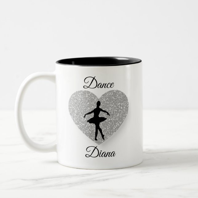 Custom Dance ,Dance Sparkle Herz Sparkling Sliver Zweifarbige Tasse (Links)