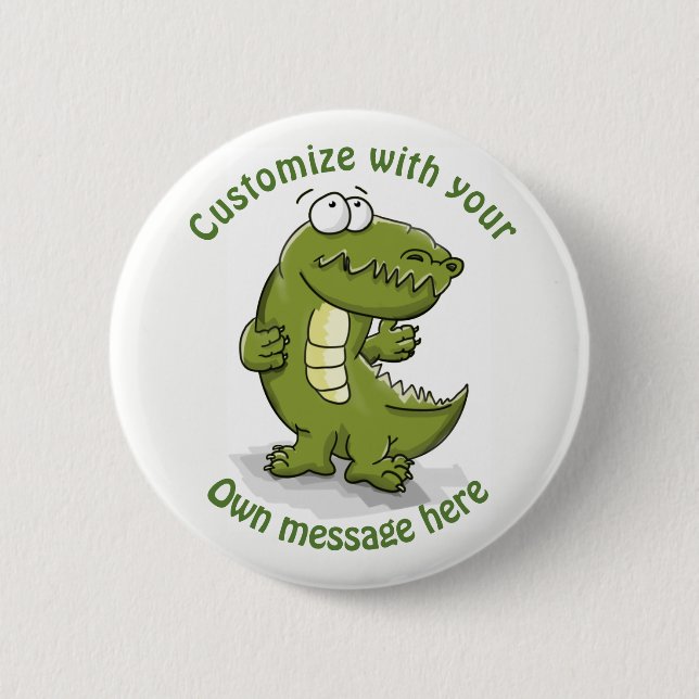 Custom Dancing Crocodile Cartoon Button (Vorderseite)