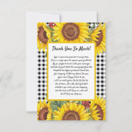 Custom Danke Card - Black Gingham & Sunflowers