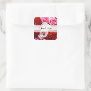 Custom "Danke" Rose Square Stickers
