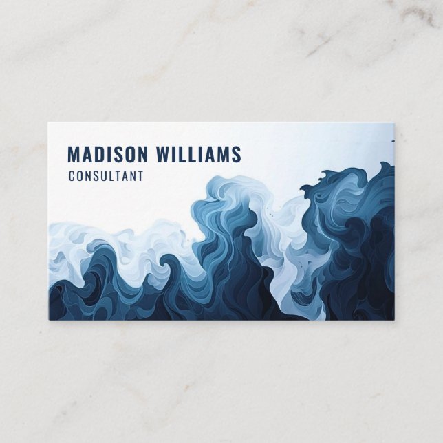 Custom Dark Aquamarin Blue Watercolor Beruflich Visitenkarte (Vorderseite)