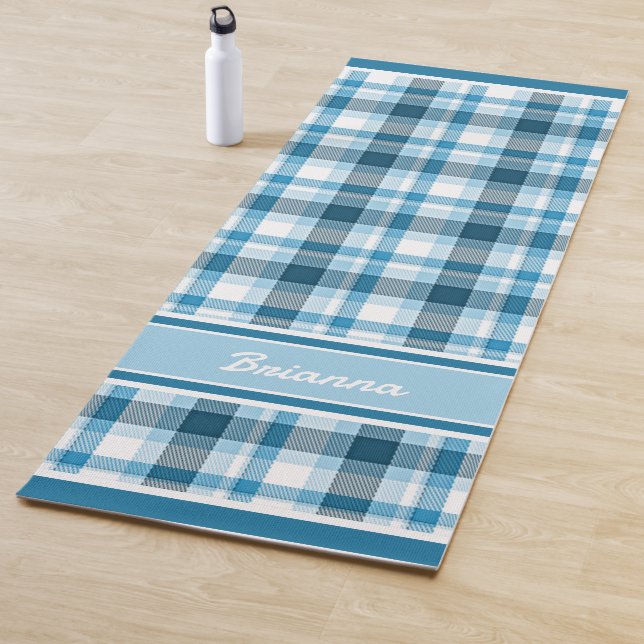 Custom Dark Aquamarin Light Blue Kariert Tartan Yogamatte (Beispiel)