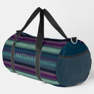 Custom Dark Blue Aquamarin Green Black Streifen Li Duffle Bag
