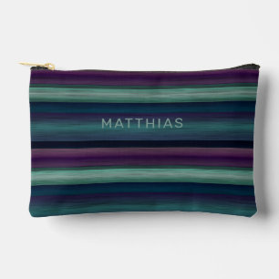 Custom Dark Blue Aquamarin Green Black Streifen Li Zubehörtasche