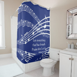 Custom Dark Blue Musiknotens Christlich Duschvorhang