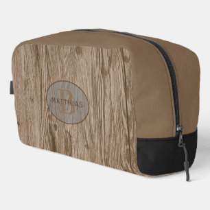 Custom Dark Brown Tan Beige Woodgrain Muster Waschbeutel