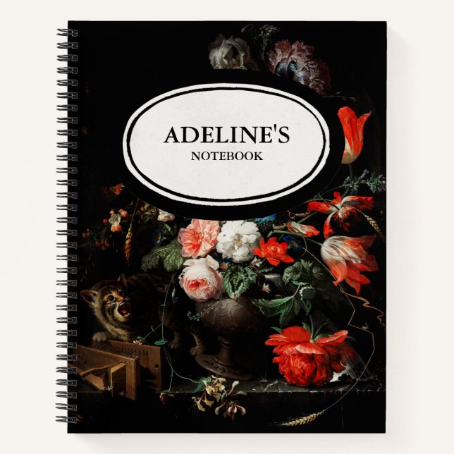 Custom Dark Floral Notebook Notizbuch (Vorderseite)