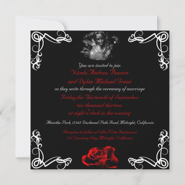 Custom Dark Goth Wedding Einladungen (Vorderseite)
