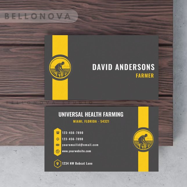 Custom Dark Grau Black Yellow Creative & Media Visitenkarte (Custom Dark Grey Black Yellow Creative & Media Business Card)