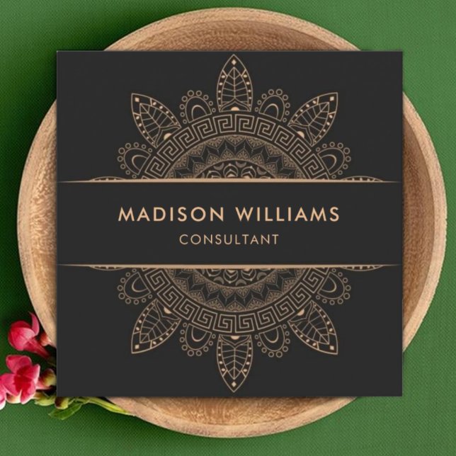 Custom Dark Grau Brown Pink Peach Beruflich Quadratische Visitenkarte (Custom Dark Grey Brown Pink Peach Professional Square Business Card)