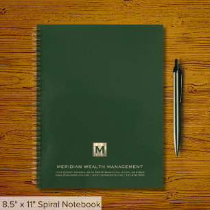 Custom Dark Green Gold Monogram Notebook Notizbuch