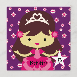Custom Dark Hair Princess Geburtstagseinladungen Einladung