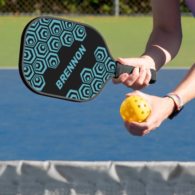 Custom Dark Hexagon Polygon Retro Art Muster Pickleball Schläger (InSitu)