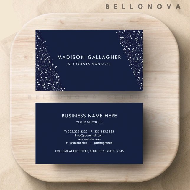 Custom Dark Navy Blue Beruflich Visitenkarte (Custom Dark Navy Blue White Professional Business Card)