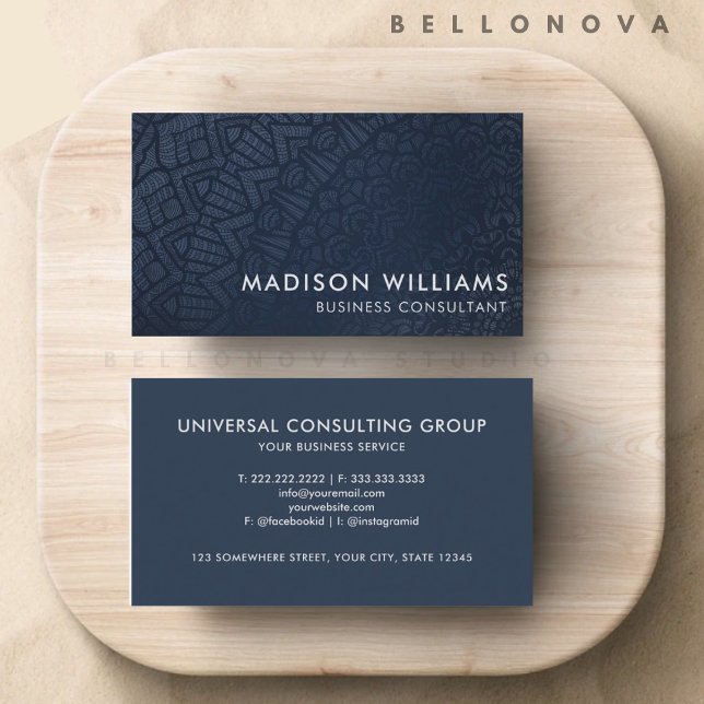 Custom Dark Navy Blue Gray Beruflich Visitenkarte (Custom Dark Navy Blue Grey Professional Business Card)